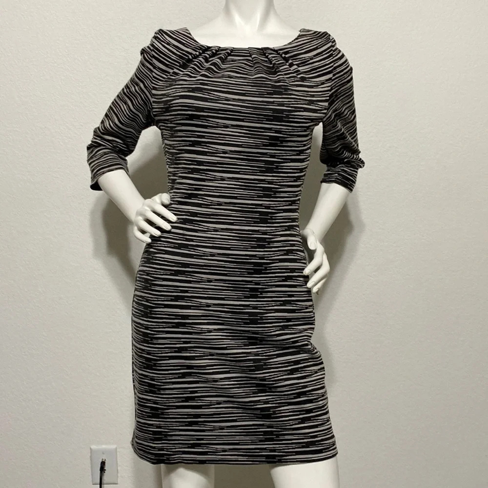 Trina Turk Black Grey Space Dye Sheath Dress Size 2